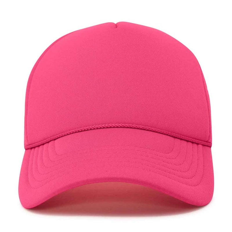DALIX Trucker Cap Adjustable Snapback in Neon (Hot Pink) - Image 1